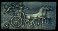 Plaque of The Morrigan in chariot 